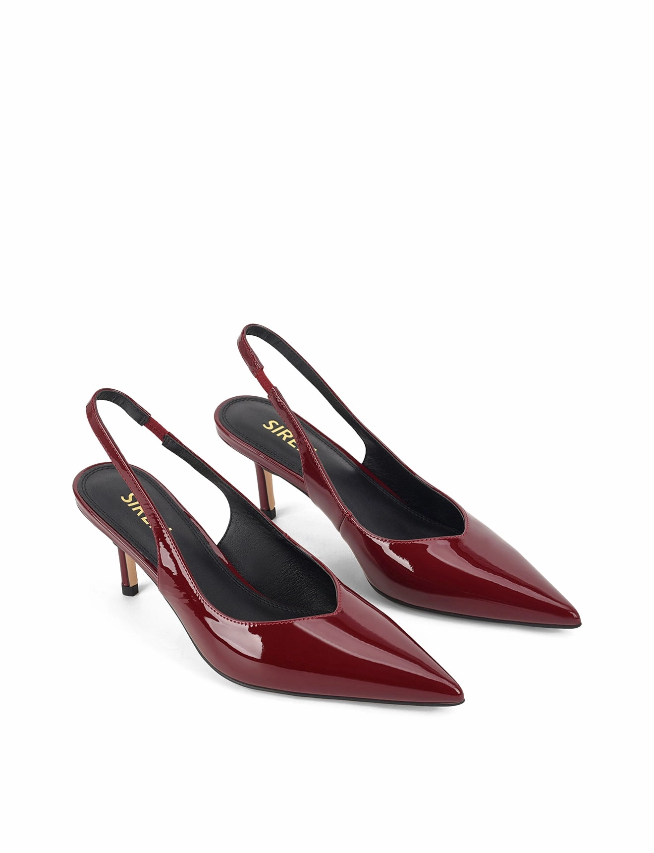 Yory Slingback Kitten Heels - Wine Patent Leather