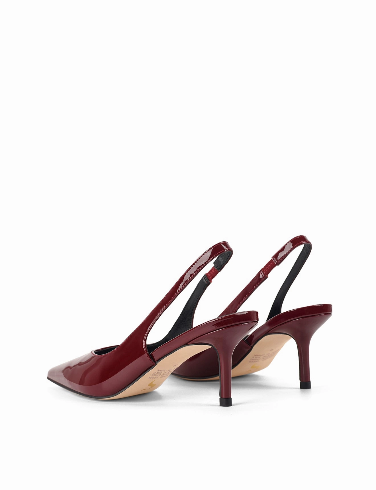 Yory Slingback Kitten Heels - Wine Patent Leather